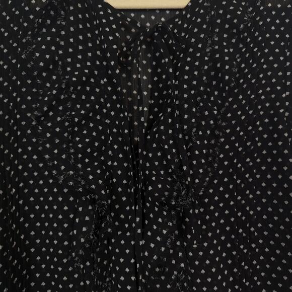 L'Agence Black & Ivory Carte A Jouer Spade Tabitha Ruffle Sheer Blouse - Picture 5 of 7